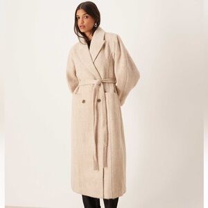 Wool blend oatmeal coat size S